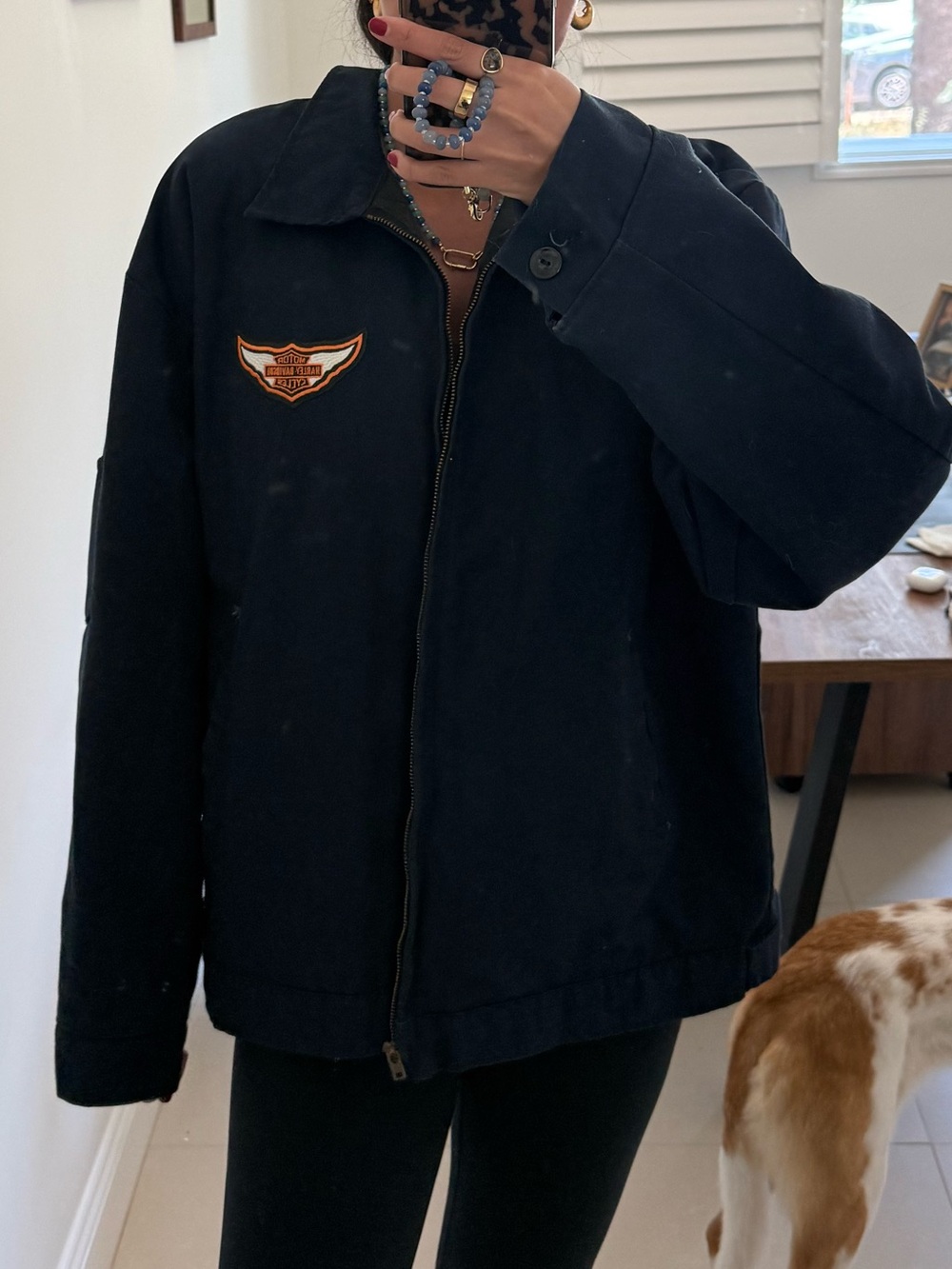 Harley Davidson Navy Zip-Front Work Jacket